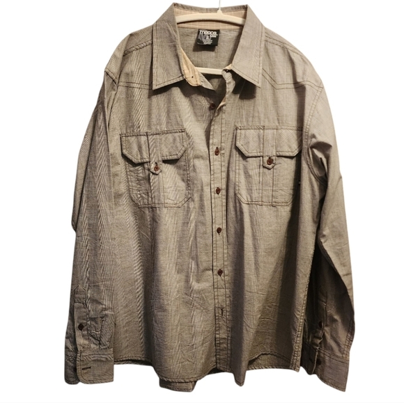 Mecca USA Mens XL Tan Plaid Long Sleeve Button Up Urban Cowboy Y2K 00 Streetwear - Picture 2 of 6